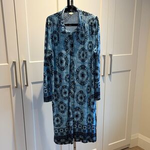 Coletta Blue Patterned Maxi Shirt Dress
